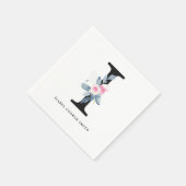 SERVIETTE EN PAPIER ALPHABÈTES FLORAUX BLEU BLEU DOUX LETTRE I (Coin)