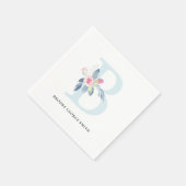 SERVIETTE EN PAPIER ALPHABÈTES FLORAUX BLEUS BLANC DOUX BLANC LETTRE B (Coin)