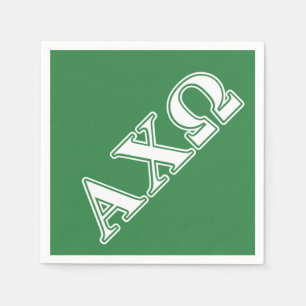 Serviette En Papier Alphi Chi Omega lettres blanche et verte