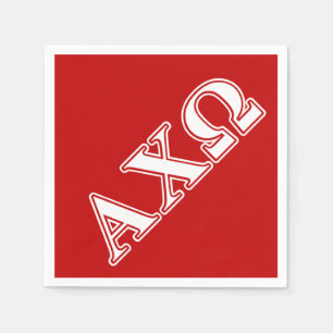 Serviette En Papier Alphi Chi Omega Lettres Blanches et Rouges