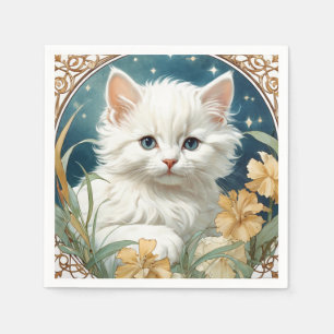 Serviette En Papier Alphonse Mucha Art Nouveau Kitten