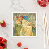 Serviette En Papier Alphonse Mucha Art Nouveau Princesse Hyacinth (En situation)