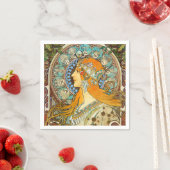 Serviette En Papier Alphonse Mucha Art Nouveau Zodiac (En situation)