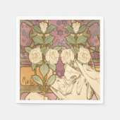 Serviette En Papier Alphonse Mucha Elégante Art Nouveau Stars Camellia (Devant)