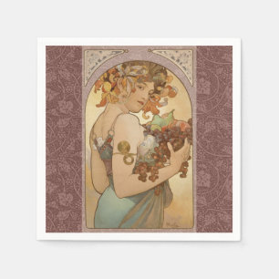 Serviette En Papier Alphonse Mucha Fruit Art Nouveau Vintage Jeune Fil