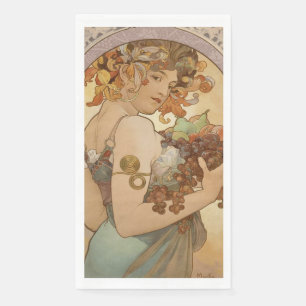 Serviette En Papier Alphonse Mucha Fruit Art Nouveau Vintage Jeune Fil