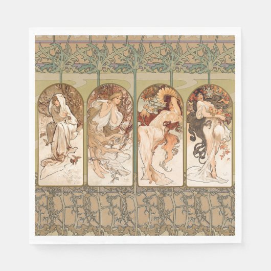 Serviette En Papier Alphonse Mucha Les Saisons 1897 Art Nouveau (Devant)