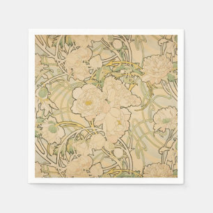 Serviette En Papier Alphonse Mucha Pivoines Pivoine Roses Faon 1897