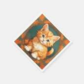 Serviette En Papier Alphonse Mucha Style Chat orange (Coin)