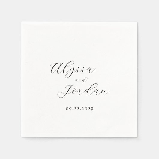 Serviette En Papier Alyssa Calligraphie Typographie Mariage élégant (Devant)