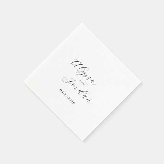 Serviette En Papier Alyssa Calligraphie Typographie Mariage élégant (Coin)