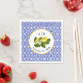 Serviette En Papier Amalfi Coast I Italian Lemon & Blue Tile Mongram (En situation)