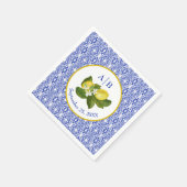 Serviette En Papier Amalfi Coast I Italian Lemon & Blue Tile Mongram (Coin)