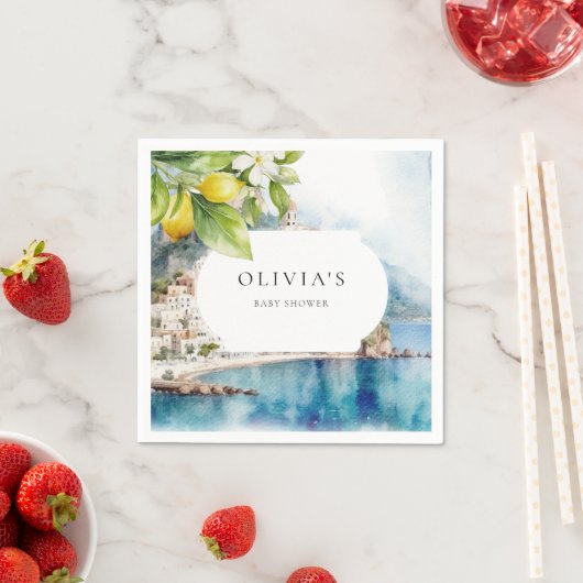 Serviette En Papier Amalfi Coast Italian Lemon Mediterranean Party (En situation)