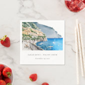 Serviette En Papier Amalfi Coast Italie Aquarelle Mariage Paysage (En situation)