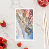 Serviette En Papier Amalfi Coast Italy Aquarelle Sketch | (En situation)