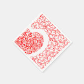 Serviette En Papier Amant du coeur rouge floral (Coin)