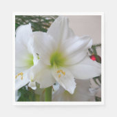 Serviette En Papier Amaryllis blanc et sapin de Noël (Devant)