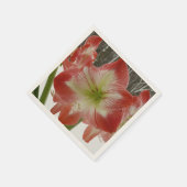 Serviette En Papier Amaryllis en Fête Rouge Neige Hiver Floral (Coin)