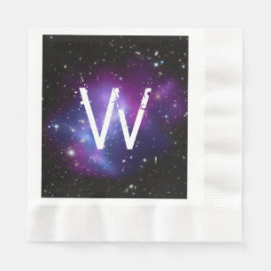 Serviette En Papier Amas de galaxies violet monogrammé