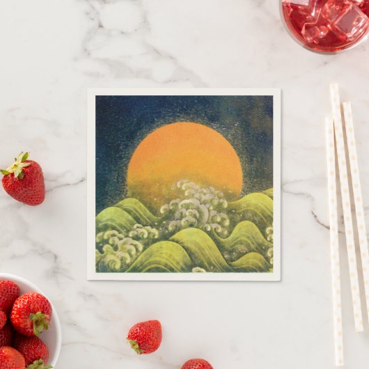 Serviette En Papier AMATERASU SOLEIL GODDESS Jaune Noir Brown (En situation)