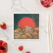 Serviette En Papier AMATERASU SUN GODDESS Rouge Noir Brown (En situation)
