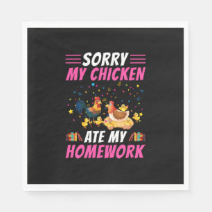 Serviette En Papier Amateur de poulet   Mon poulet a mangé mon devoir
