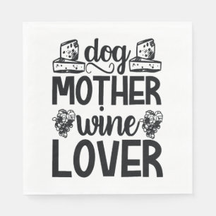 Serviette En Papier Amateur de vin de mère chien