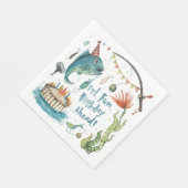 Serviette En Papier Amateurs de pêche Aquarelle d'anniversaire (Coin)