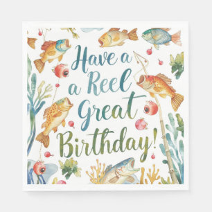 Serviette En Papier Amateurs de pêche Aquarelle d'anniversaire