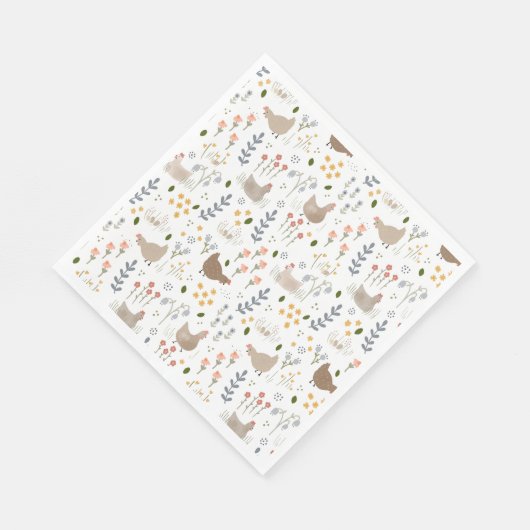 Serviette En Papier Amateurs de poulet Ferme Animaux Plutôt Floral (Coin)