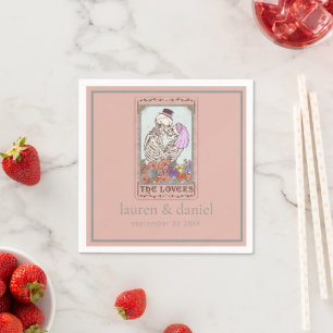 Serviette En Papier Amateurs de Tarot Squelette Noms Date Mariage