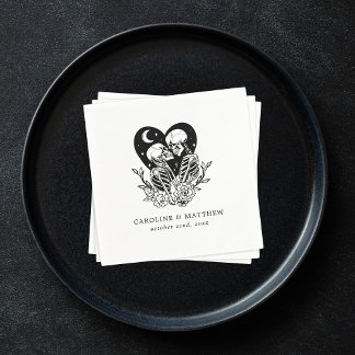 Serviette En Papier Amateurs jusqu'à la mort Skeletons & Mariage Rose