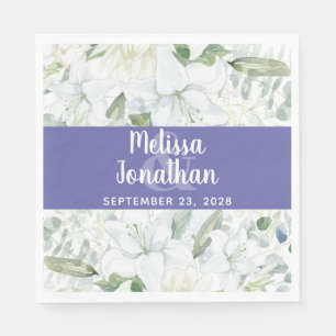 Serviette En Papier Ambiance romantique aquarelle fleurie blanche fleu
