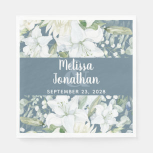 Serviette En Papier Ambiance romantique aquarelle fleurie blanche fleu