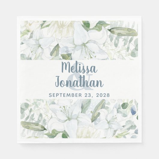 Serviette En Papier Ambiance romantique aquarelle fleurie blanche fleu (Devant)