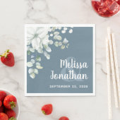 Serviette En Papier Ambiance romantique aquarelle fleurie blanche fleu (En situation)