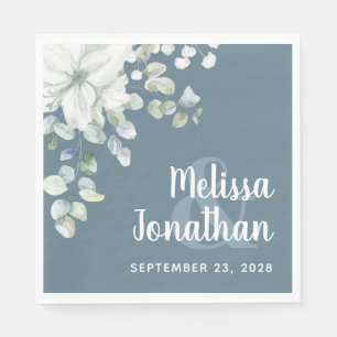 Serviette En Papier Ambiance romantique aquarelle fleurie blanche fleu