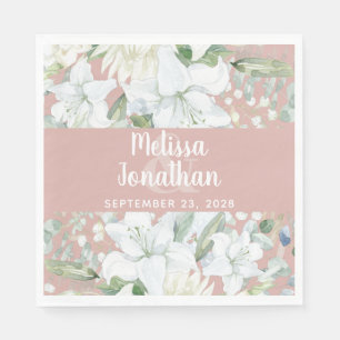 Serviette En Papier Ambiance romantique aquarelle fleurie blanche fleu