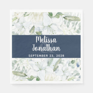 Serviette En Papier Ambiance romantique aquarelle fleurie blanche fleu