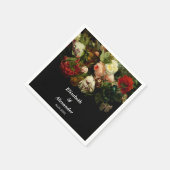 Serviette En Papier Ambiance romantique foncé élégant fleurs florales (Coin)