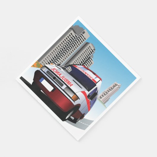 Serviette En Papier Ambulance d'urgence dans Cityscape Secourt Médical (Coin)
