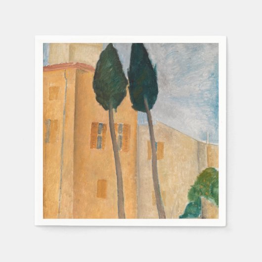 Serviette En Papier Amedeo Modigliani - Cyprès et maisons à Cagnes (Devant)