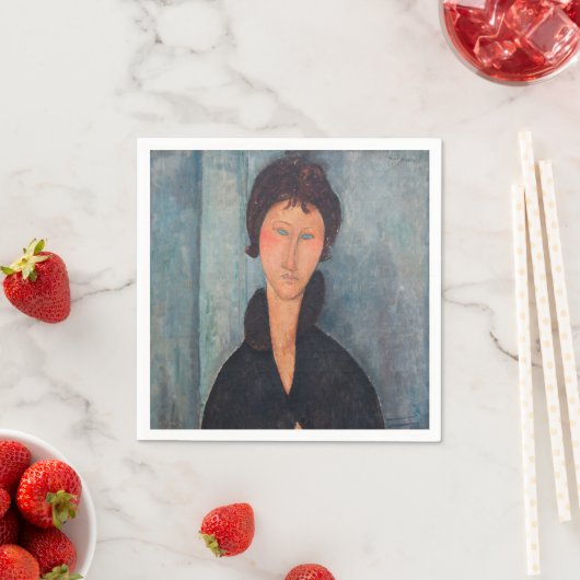 Serviette En Papier Amedeo Modigliani - Femme aux yeux bleus (En situation)