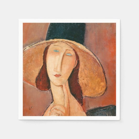 Serviette En Papier Amedeo Modigliani - Jeanne Hebuterne en grand Casq (Devant)