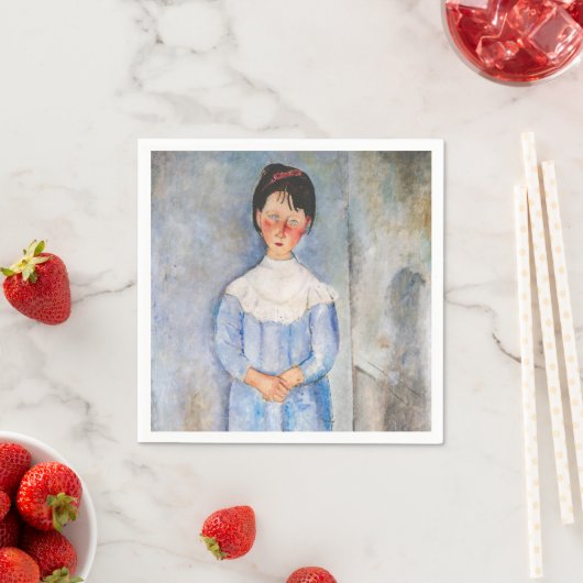 Serviette En Papier Amedeo Modigliani - Petite fille en bleu (En situation)