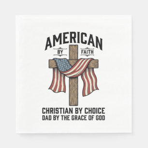 Serviette En Papier Américain de foi Christian Papa Croix Patriotique