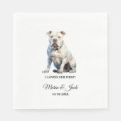 Serviette En Papier American Bulldog Chien J'Aimais Son Premier Mariag (Devant)