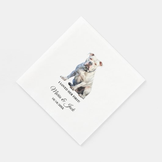 Serviette En Papier American Bulldog Chien J'Aimais Son Premier Mariag (Coin)