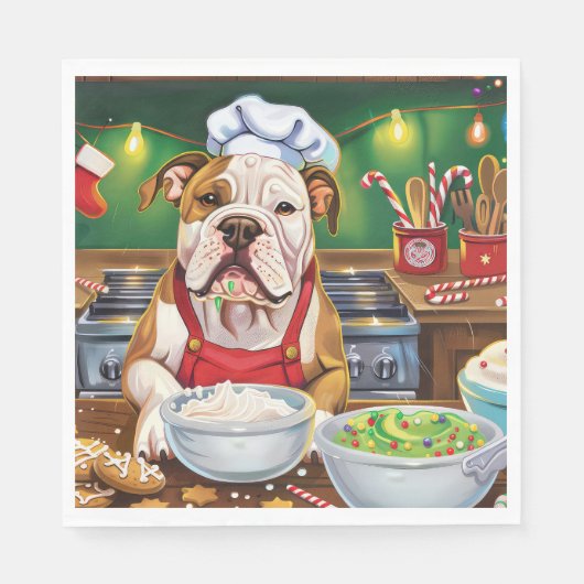 Serviette En Papier American Bulldog Holiday Baking : Noël festif (Devant)